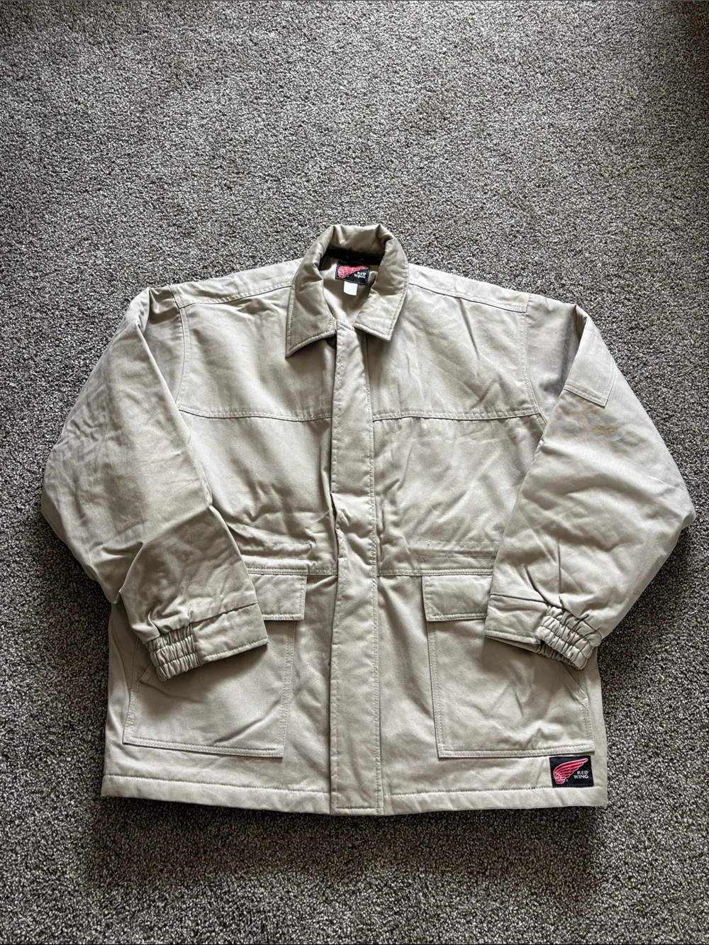 Red Wing Men’s Lined Duck Beige Canvas Full Zip Work Coat Size Large